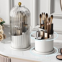 Organisateur de maquillage rotatif anti-poussière en forme de cage à oiseaux, boîte de rangement moderne et écologique pour rouges à lèvres, bijoux et lunettes