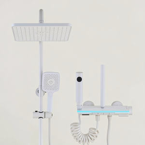 Juego de Ducha con Luz Ambiental Blanca, Latón para Baño, Temperatura <span class=keywords><strong>Constante</strong></span>, Pantalla de Presión, Dispositivo de Ducha con Teclas de Piano - Product Image 1