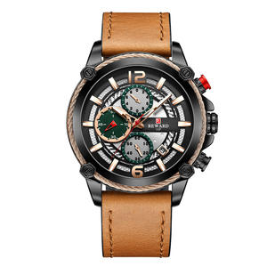 REWARD 83012 clásico personalizado hombre reloj de cuarzo gran oferta correa de cuero genuino 3 diales cronómetro en Stock Casual Relogio - Product Image 5