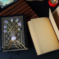 Carnet de sorcière naturel, journal de voyage, agenda, livre magique vintage avec fleur d'améthyste