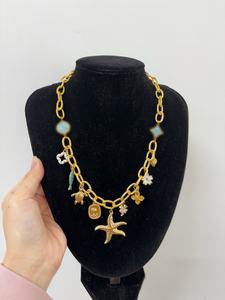 Collana Fai-da-Te in Acciaio Inox con Ciondoli a Forma di Sole e Conchiglia, Stile Classico e Alla Moda con Finitura Oro Sottovuoto, Ideale come Regalo - Product Image 2