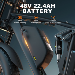 Vélo électrique à double moteur 2000W avec batterie 22.4AH, traction intégrale, pneus larges 26"x4.0", modèle S1, expédié depuis notre entrepôt aux États-Unis - Product Image 3