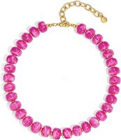 Collar de cuentas rosas gruesas con textura, cadena dorada con cierre, joyería de verano para mujer