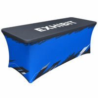 Housse de table festive populaire, imprimée par sublimation, imperméable, avec logo, en polyester extensible et spandex, pour événements publicitaires