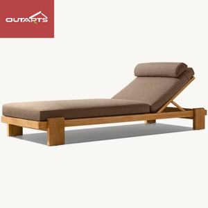 Mobilier d'extérieur Lit de soleil en teck naturel Chaises longues d'hôtel Chaise longue de luxe Meubles de patio Chaise longue de plage - Product Image 5
