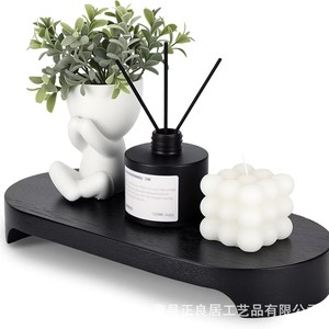 Wooden Desktop <b>Storage</b> <b>Tray</b> Irregular Shape Minimalist Design For Table Organizing Decorative Base Candle Holder - Product Image 1