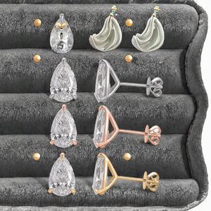 ต่างหูเพชรเพาะเลี้ยง PROVENCE 1 กะรัต 2 กะรัต 4 กะรัต ทองคำแท้ 14K สีโรสโกลด์ ทรงลูกแพร์ ได้รับการรับรองจาก IGI ทันสมัย เหมาะสำหรับทั้งชายและหญิง - Product Image 3