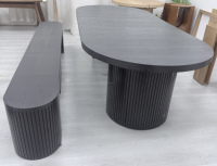 Table à manger extensible de style Japandi avec base à piétement côtelé, ensemble de table de cuisine moderne de luxe avec rangement dissimulé pour 6 à 12 personnes
