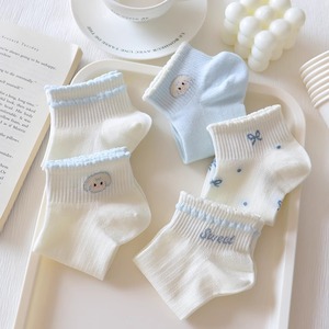 Chaussettes mi-mollet <span class=keywords><strong>femme</strong></span> sans couture <span class=keywords><strong>en</strong></span> maille bleu clair avec nœuds, fines, respirantes, <span class=keywords><strong>en</strong></span> polycoton et <span class=keywords><strong>lin</strong></span>, invisibles, pour l'été - Product Image 4