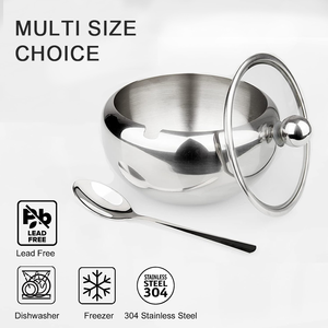 Pot à sucre en acier inoxydable sucrier avec cuillère en acier inoxydable pour café de bonbons au sel vente de gros OEM - Product Image 2