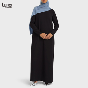 Abito in Jersey essenziale personalizzato in tinta unita abito lungo musulmano elegante abiti lunghi musulmani abbigliamento Ramadan - Product Image 3