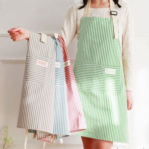 Wholesale Fashion Linen Cotton Bib <b>Apron</b> Striped Breathable for Home <b>Kitchen</b> Restaurant Cleaning Work-for Home Restaurant Use - Product Image 1