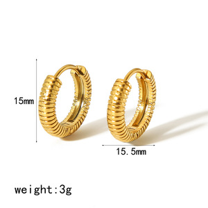 Huggie Earrings 18k <b>Gold</b> Plated Stainless Steel Minimalist Circular <b>Ring</b> Geometric Design Women Fashion Jewelry <b>Set</b> - Product Image 5