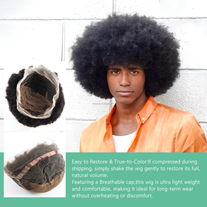 Perruque afro bouclée crépue de 8 pouces, cheveux humains, sans colle, dentelle suisse complète, pour femmes et hommes noirs - Product Image 4