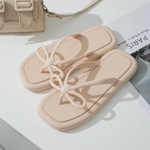 Sandalias de Playa para <span class=keywords><strong>Mujer</strong></span>, Pantuflas Casuales de Verano con Lazo, Color Sólido, Ligeras - Product Image 5