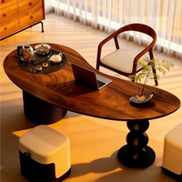 Table à thé et chaises en bois massif de style vintage, bureau à double usage, design nordique, meubles de salon