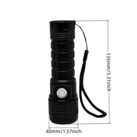 Linterna Táctica Recargable de 550 Lúmenes para Patrulla, Linterna con Láser Rojo, Linterna de Seguridad de Aluminio, Zoom, Luz Estroboscópica de Emergencia, Lámpara de Enfoque