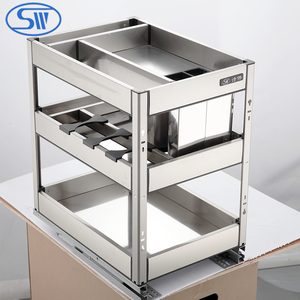 Kitchen Furniture Storage Stainless Steel Basket Pull Out Spice Basket Organizer