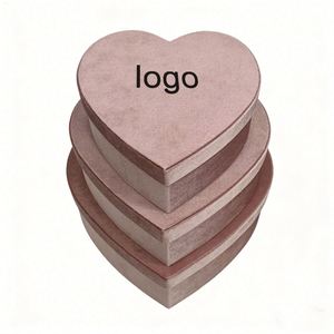 <b>Heart</b>-<b>Shaped</b> Three-Piece Set High-Grade Flowers Spot Velvet Handmade Paper Gift Boxes for Birthday High Quality Personalized <b>Box</b> - Product Image 2