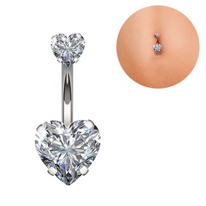 Anneau de ventre à filetage interne en acier inoxydable de qualité médicale avec coeur Zircon <span class=keywords><strong>nombril</strong></span> <span class=keywords><strong>Piercing</strong></span> femmes bijoux de corps - Product Image 2