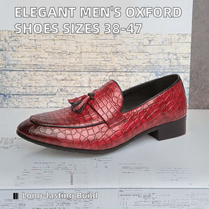 Affaires classique printemps Oxford chaussures sans lacet solide PU gland élégant été automne mariage mocassins bout pointu anti-glissant - Product Image 2