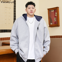 Sweat à capuche pour homme grande taille, fermeture éclair intégrale, coupe ample, hiver, directement de l'usine, usage quotidien, OEM, confortable, respirant
