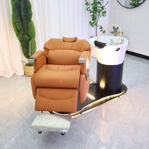 Tempat tidur sampo rotasi elektrik keramik Modern, untuk <span class=keywords><strong>Salon</strong></span> Spa Profesional, peralatan cuci rambut kecantikan mudah dibersihkan - Product Image 5