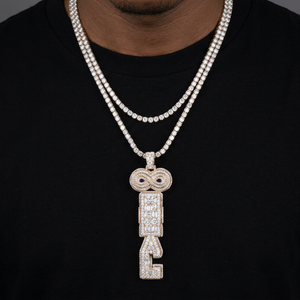 Colgante de Búho con Letra L, Estilo Hip Hop, para Hombre, Oro Sólido, Piedras de Moissanita con Corte Baguette, Joyería para Uso Diario, Engaste de Bisel - Product Image 1
