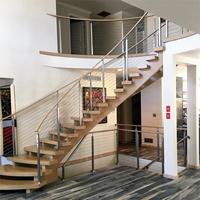 Rampe d'escalier en câble d'acier Tanlong pour escalier en bois intérieur, rampe d'escalier courbe, main courante en bois massif