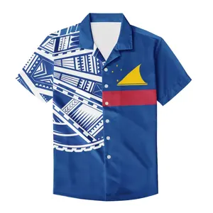 Polynesian Samoan Tribal Design Tokelau Logo camicie Casual Street wear Cardigan da uomo camicia elegante a maniche corte di fascia alta