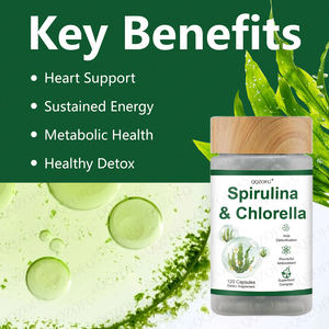 Laku keras kapsul <span class=keywords><strong>Spirulina</strong></span> Chlorella 120 hitungan bantuan detoksifikasi antioksidan suplemen klorofil kuat untuk dewasa - Product Image 4