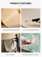 Papier peint ignifuge 15oz PVC-Revêtement mural en vinyle imperméable pour hôtel, villa, projets commerciaux d'hôpitaux