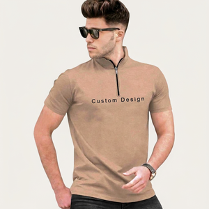 OEM ODM Custom Mens <b>Zip</b> <b>Neck</b> <b>Polo</b> T <b>Shirt</b> Private Label Cotton Pique <b>Polo</b> <b>Shirt</b> Supplier Breathable Corporate Staff Uniforms - Product Image 1