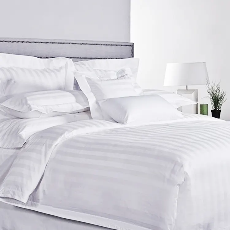 Lüks 5 yıldızlı otel işlemeli % 100% pamuk Percale tür yatak çarşafı keten beyaz otel çarşaf