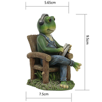 Statue de grenouille en résine sculptée avec écouteurs, figurine fantaisie assise sur une chaise pour la décoration intérieure
