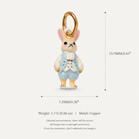 Nouveau Charm Personnalisable DIY en Cuivre Doré, Mignons Animaux 3D (Lapin, Renard, Chien, Cerf, Écureuil, Cochon, Ours, Agneau) pour la Fabrication de Bijoux et Colliers