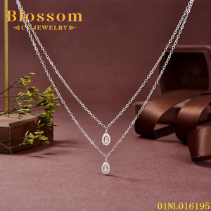 חולצות פריחות תכשיטים באיכות סיטונית כסף 925 טורקיז שרשרת גלימה כפולה שרשרת זירקוניה לנשים - Product Image 4