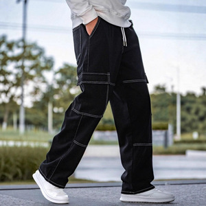 بيع بالجملة من المصنع لجينز رجالي جديد بخصر مطاطي على الطراز الأوروبي والأمريكي مع جيوب جانبية وساق مستقيمة - Product Image 2