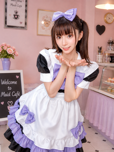 Costume de demoiselle d'honneur pour femmes, robe Lolita noire, blanche et violette, Costume de <span class=keywords><strong>Cosplay</strong></span> Anime, tenue de fête de carnaval d'halloween pour personnage Kawaii - Product Image 2