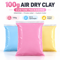 Argile à modeler à séchage à l'air 100g, douce, légère, auto-durcissante, couleur personnalisée, emballage en sachet, OEM pour projets de sculpture pour enfants
