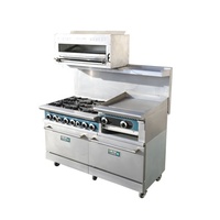 Cuisinière à gaz professionnelle Core Pro avec four et grill, 6 brûleurs, en acier inoxydable, avec protection anti-extinction de flamme, garantie 1 an