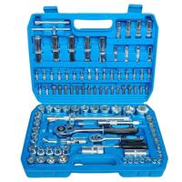 Ensemble d'outils mécaniques en acier au carbone galvanisé de 108 pièces, comprenant des clés à cliquet et de grands jeux de douilles pour la maison et l'automobile