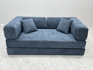 Divano Modulare in Corduroy a Righe Larghe Indigo con Gambe Vuote Argento, Certificato ISO, per Ordini all'Ingrosso, Ideale per Lobby di Negozi di Dolci - Product Image 4