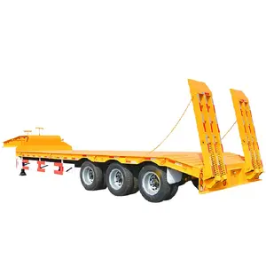 中国4轴低平板半挂车低床平板拖车40 50 60吨低平板半挂车