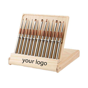 Ensemble de pinceaux à ongles avec manche en métal, logo personnalisé, pinceaux professionnels pour la peinture au gel UV pour salon - Product Image 1