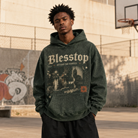 Sweat-shirt à capuche personnalisé BlessTop avec logo, lettres gothiques et graphismes urbains, pull-over pour marques de streetwear vintage