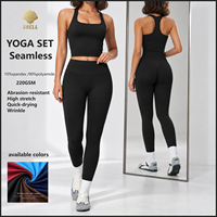 Ensemble de yoga 2 pièces sans coutures, haut de sport côtelé à dos nageur haute élasticité et legging de sport gainant
