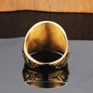 <b>Mens</b> Military Signet <b>Ring</b> 18K PVD Gold Stainless Steel | United States Army Emblem Gemstone <b>Ring</b> Waterproof No Fading - Product Image 6