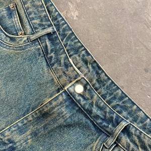 Pantalon en jean vintage en coton coupe droite de haute qualité, noir délavé, coupe ample et épaisse pour homme, fabriqué sur mesure à Dongguan - Product Image 3