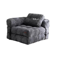 Fauteuil pouf moderne pliable multifonctionnel avec appui-tête, housse amovible, confortable et portable, pour se détendre au sol